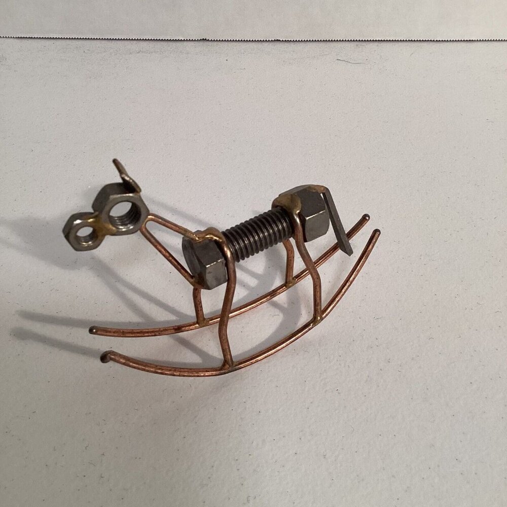 Rocking Horse Handmade Art Metal Figurine - Nut And Bolt - Small 3.5” - Picture 3 of 5